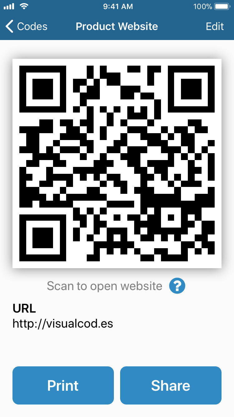 Visual Codes QR Code Generator for iPhone and iPad